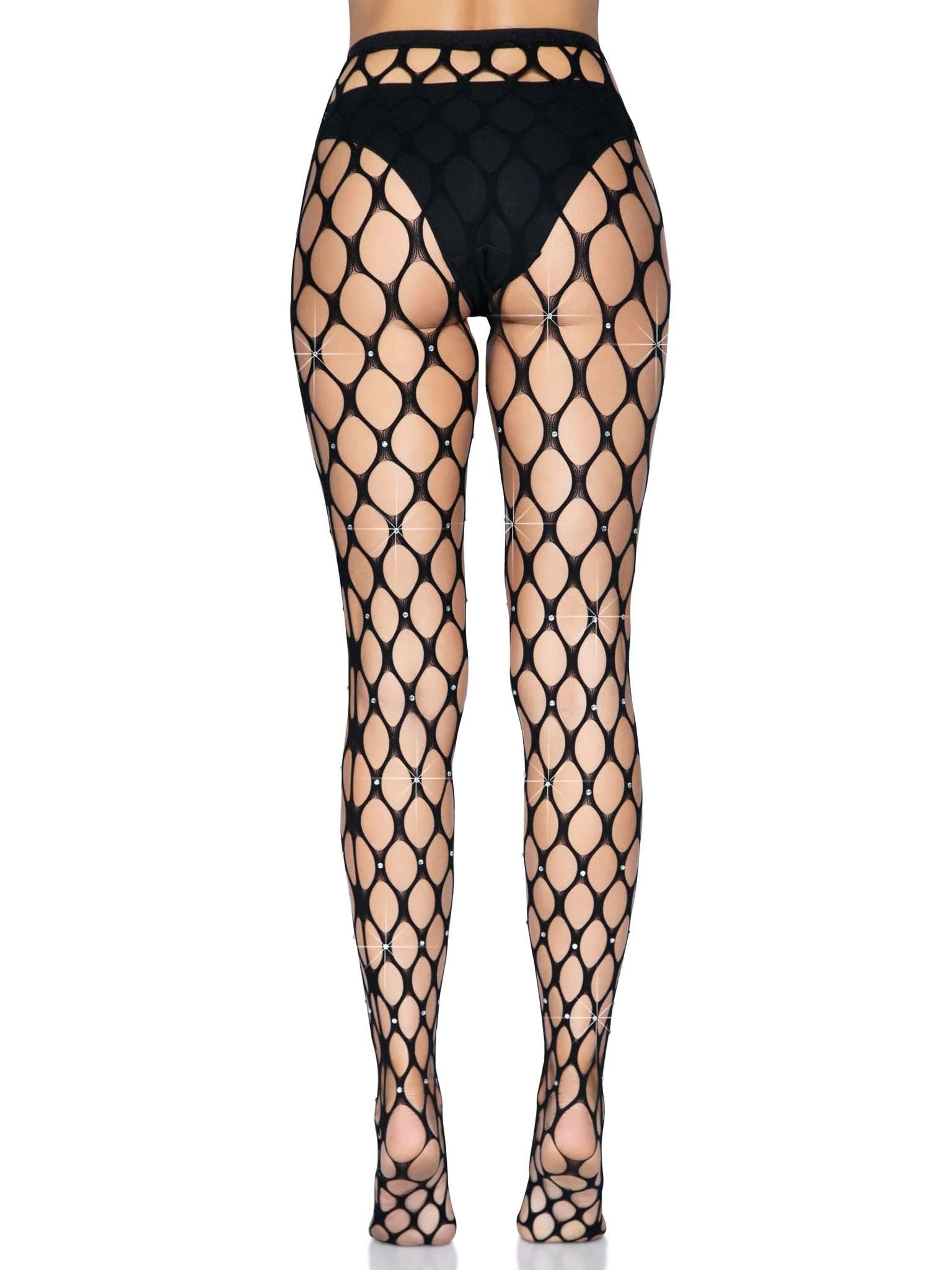 Leg Avenue Loren Rhinestone Jumbo Net Tights (Black) – Stylish Tights Lingerie & Sexy Apparel