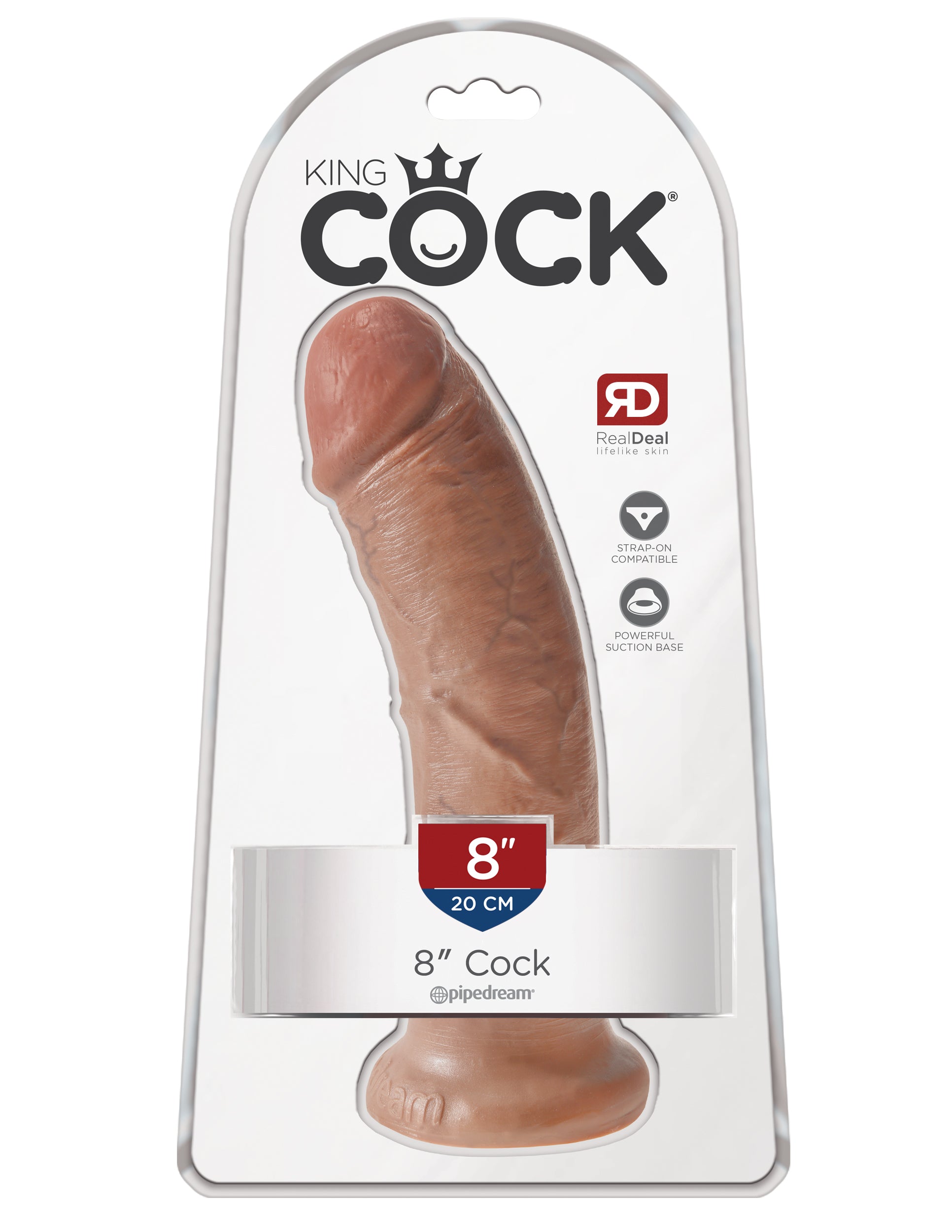 King Cock 8 Inch Realistic Dildo Tan with Strong Suction Base Dongs Realistic