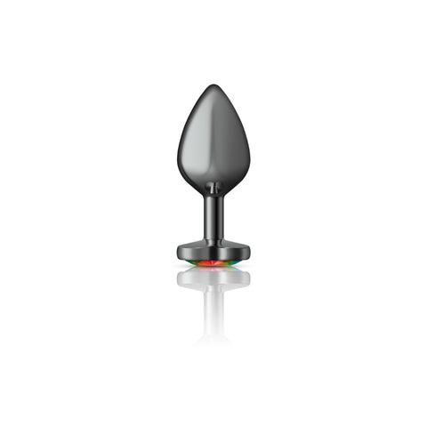 Cheeky Charms Gunmetal Medium Butt Plug with Heart Rainbow Jewel > Anal Range > Jewel Butt Plugs