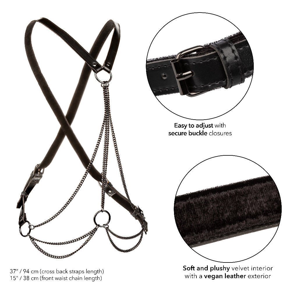Euphoria Collection Multi Chain Harness with Black Vegan Leather and Velvet Interior > Clothes > Womens Harnesses