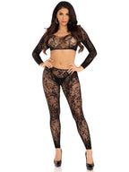 Leg Avenue Crop Top and Footless Tights – Stretch Lingerie Set > Clothes > Lingerie Sets