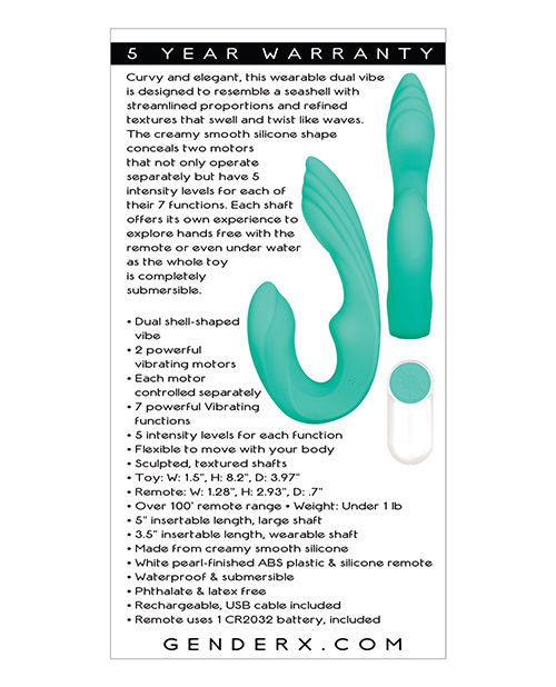 Strapless Teal Seashell Dual Motor Silicone Vibrator – Silicone Vibrator > Realistic Dildos and Vibes > Strapless Strap Ons