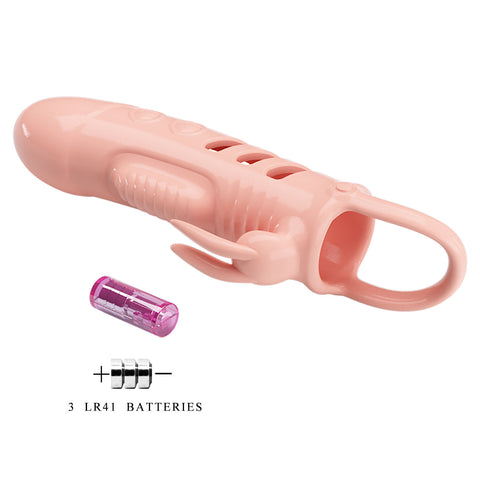 Pretty Love Sloane (Flesh) – Vibrating Rabbit Cock Sleeve > Sex Toys For Men > Penis Sleeves