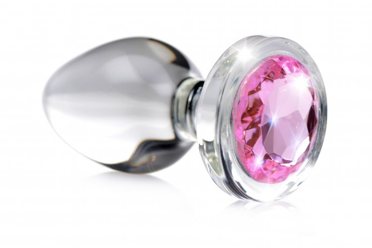 Pink Gem Small Glass Anal Plug Smooth Erotic Toy Pink Small > Glass > Toys