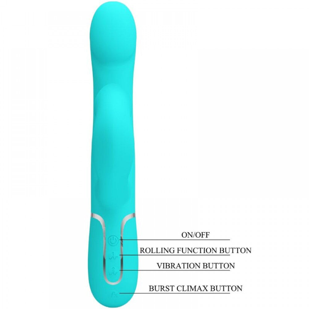 Falin Rabbit Vibrator Pearls Rechargeable Turquoise Sex Toy Turquoise VIBRATORS-RABBIT