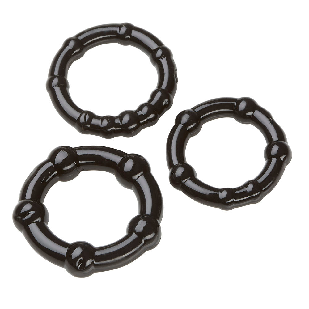 Cloud 9 Beaded Cockring Combo Pack Black Super Stretch Rings COCK RING Set