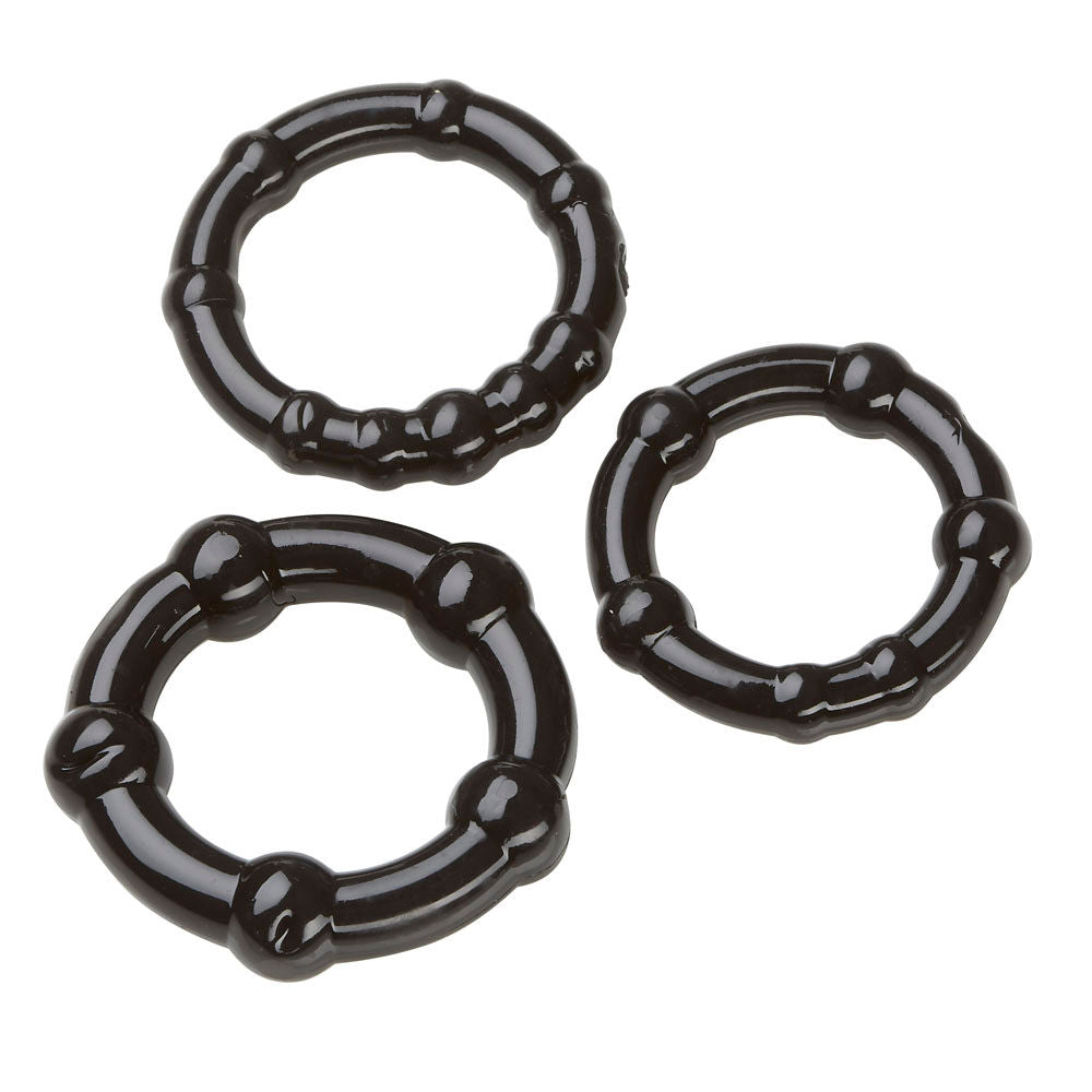 Cloud 9 Novelties Super Stretch Beaded Cock Ring Combo Pack (Black) – Skin Safe Cock Rings Secondary image