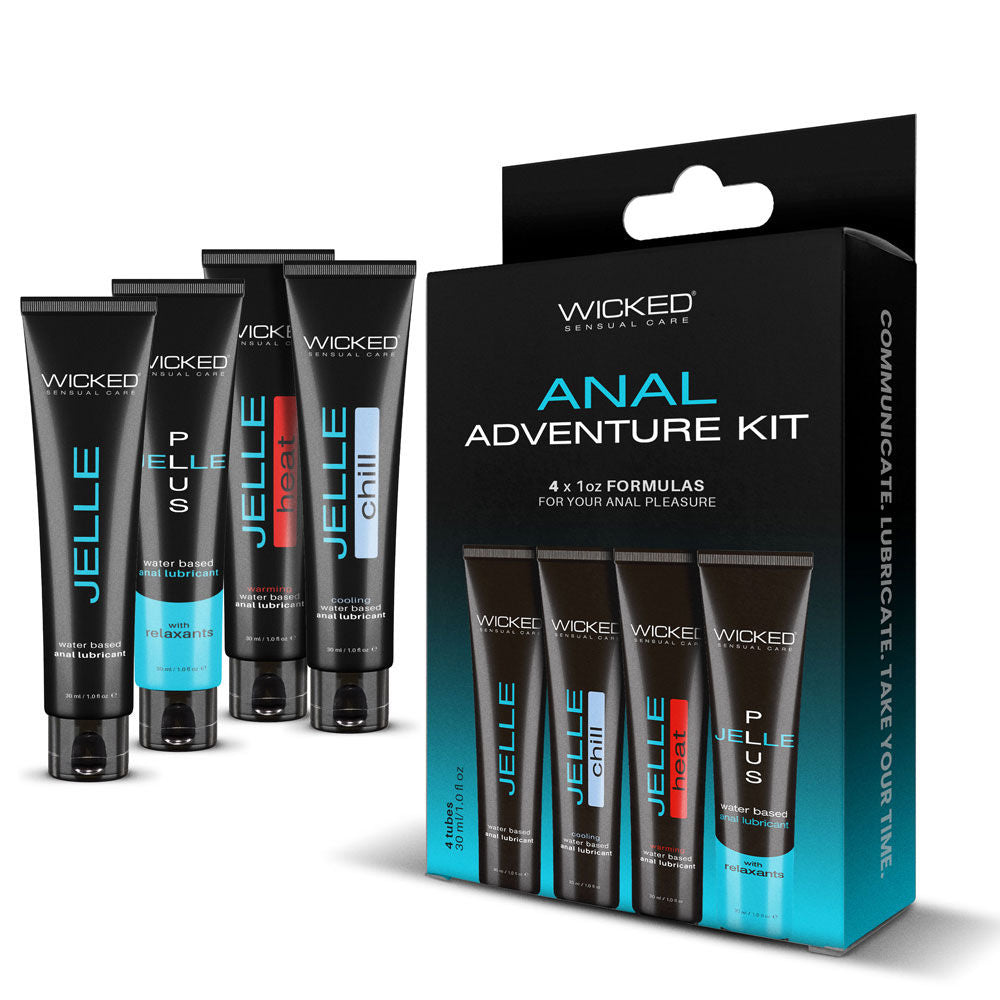 Wicked Anal Adventure Kit – Water-Based Anal Lubes and Gel Set 4x 1oz tubes > Lube > Water Based