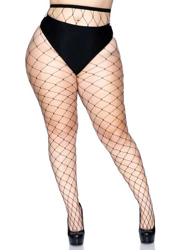 Leg Avenue Plus Size Fence Net Pantyhose Hosiery Black Hosiery