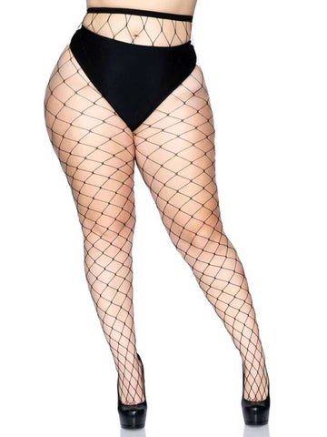 Leg Avenue Plus Size Fence Net Pantyhose Hosiery Black Hosiery