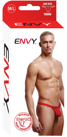 Envy Menswear Low Rise Red Thong Medium Large Mens Underwear Red M L > Clothes > Mens Thongs