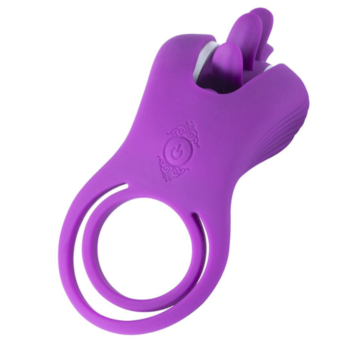 Roxy Purple Tongue Clit Licker Dual Loop Penis Ring Toy Purple Cock Rings Vibrating