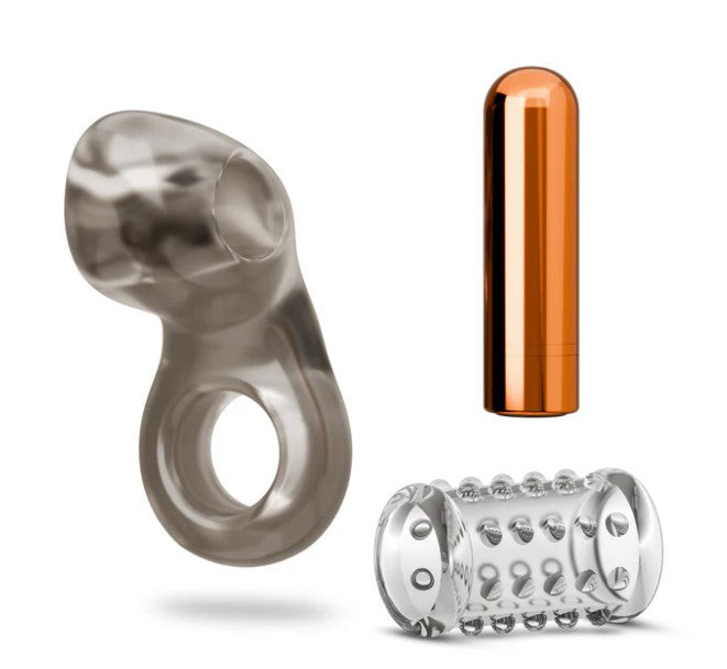 Stay Hard Vibrating Cock Ring Set With Textured Sleeve – Vibrating Cock Ring > Cock Ring > Vibrating