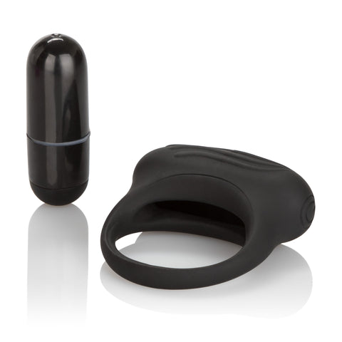 Silicone Lover's Rechargeable Arouser with Powerful Stimulator Black Cock Rings Vibrating