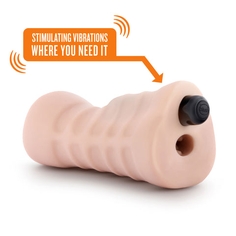 Nicole Vibrating Male Stroker in Beige Ultra-Soft Material Beige Strokers - Manual