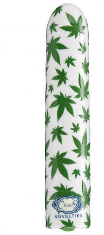 Slim Cannabis Leaf Vibe White and Green Adult Intimacy Toy BULLETS