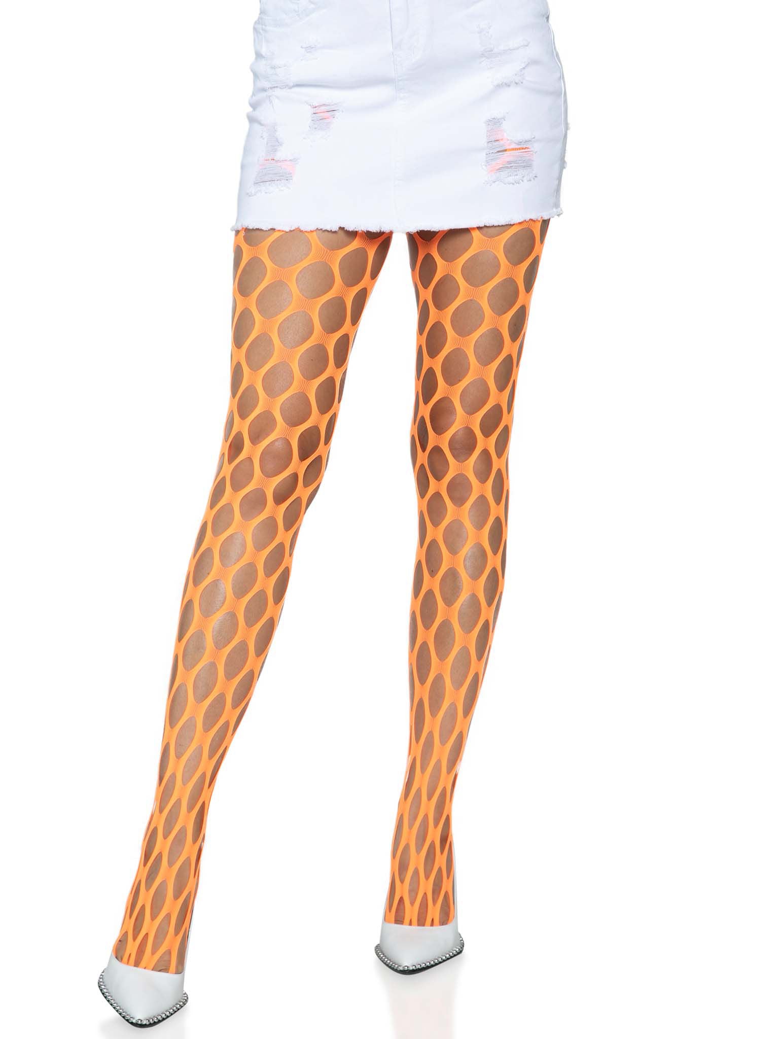 Jumbo Pothole Neon Green Net Tights One Size Adult Hosiery Hosiery