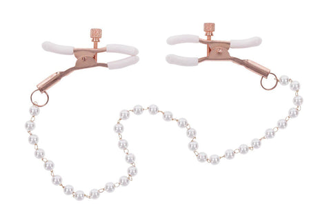 Peaches N Creame Pearl Nipple Clamps (Pink) – Adjustable Nipple Clamps Bondage & Fetish Toys