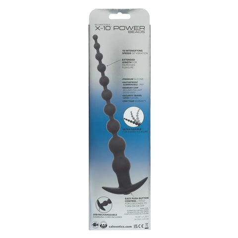 Rechargeable X-10 Power Beads (Black) – Extended Length Anal Beads Black > Anal Range > Anal Beads