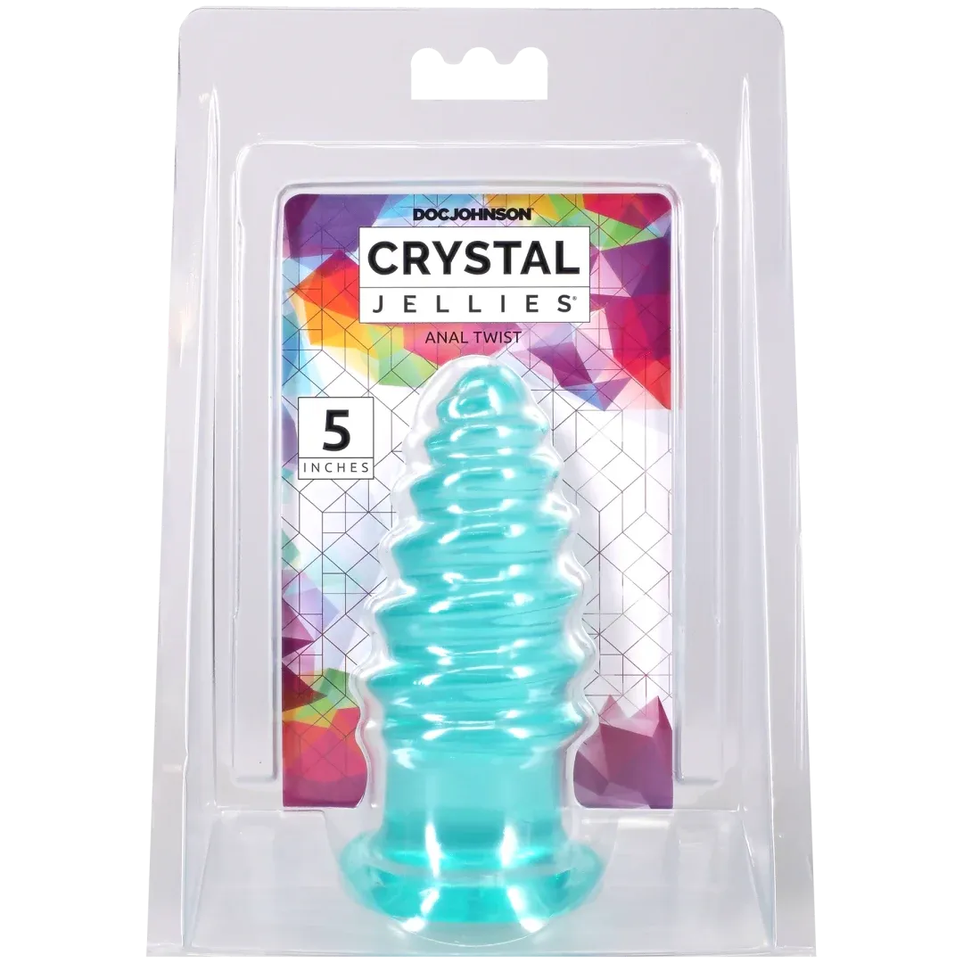 Doc Johnson Crystal Jellies Anal Twist – 5 Inch Phthalate-Free Anal Toy Teal > Anal Range > Butt Plugs