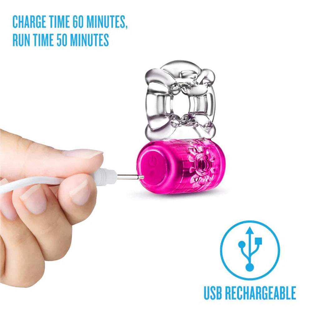 Play With Me Pleaser Rechargeable Vibrating C-Ring Pink Cock Rings Vibrating