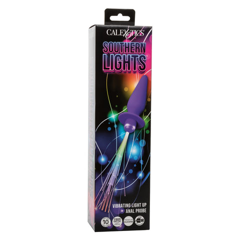 Southern Lights™ Vibrating Light Up Anal Probe Purple Silicone with 10 Functions and USB Rechargeable Butt Plugs - Vibrating