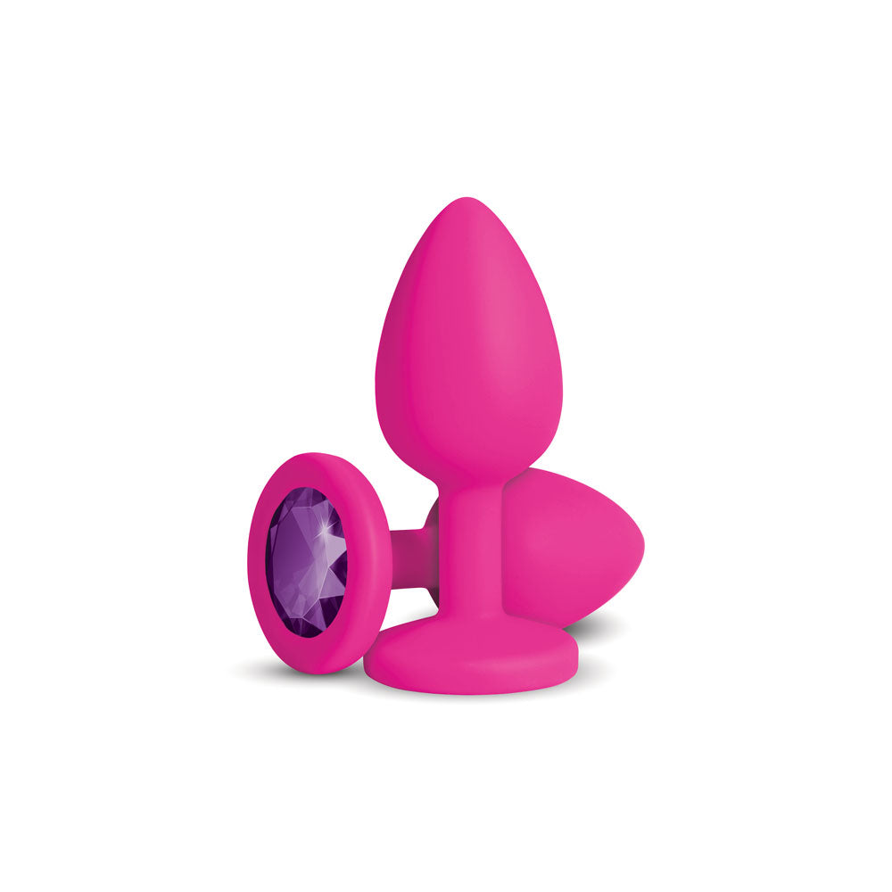 Cheeky Charms Gemma 2.74 Inch (Purple Gem Pink) – Small Silicone Butt Plug > Anal Range > Jewel Butt Plugs
