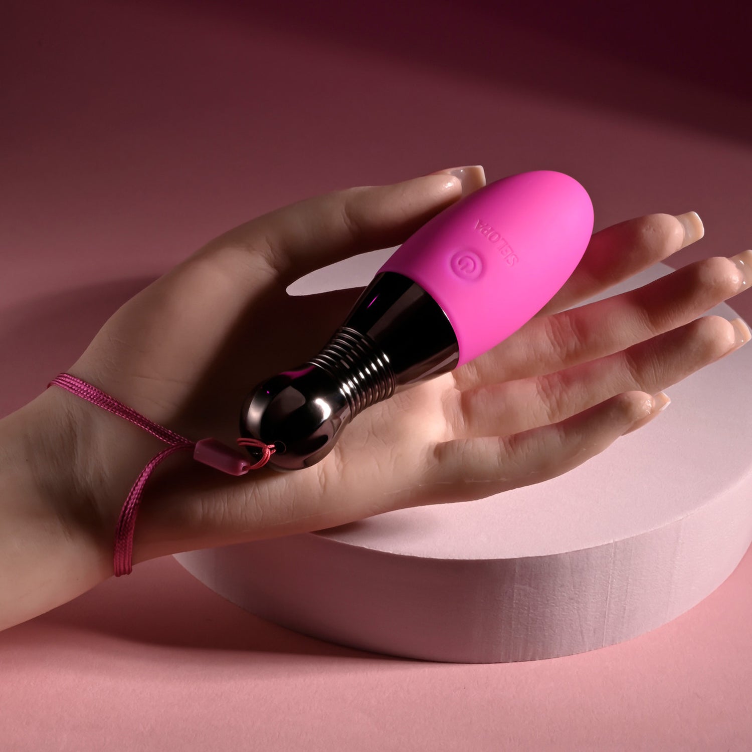 Selopa Vibrating Egg with Chrome Handle - Pink 11.9cm EGGS