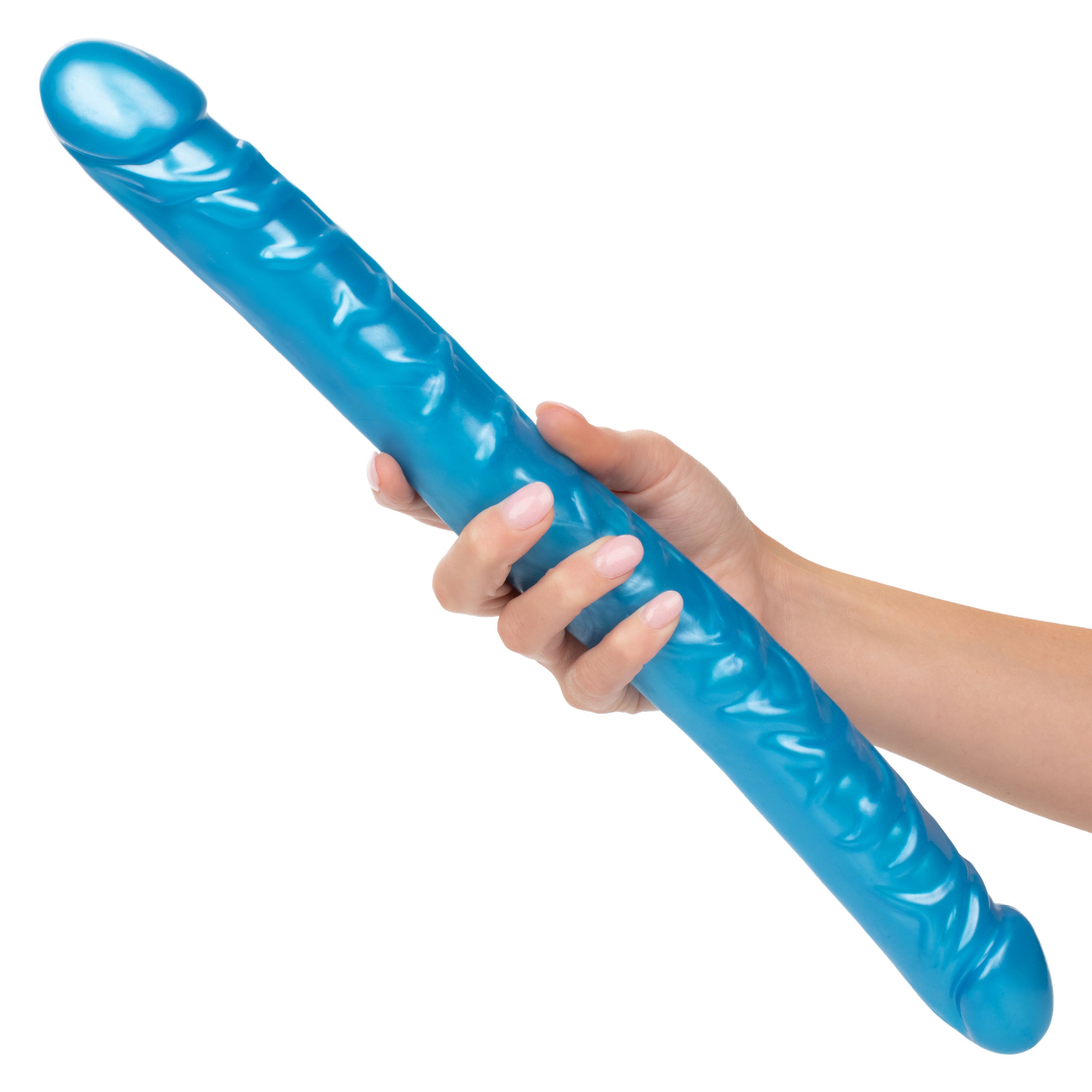 Size Queen 17 Inch Double-Ended Blue Dildo for Intimate Play Double Dongs