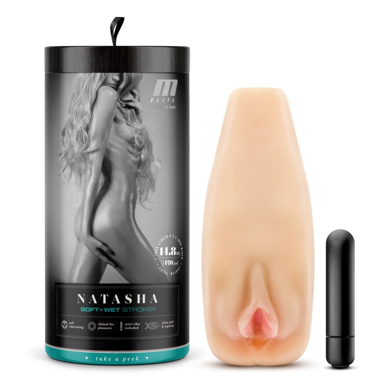 Blush Novelties MASTURBATORS Flesh M Elite Soft and Wet - Natasha -  Vibrating Vagina Stroker 819835027652