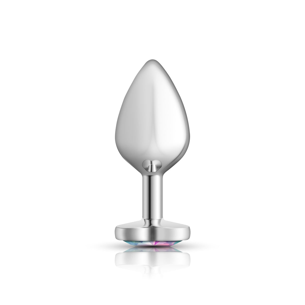 Cheeky Charms Silver Metal Butt Plug with Heart Clear Jewel Medium (8.03cm) > Anal Range > Jewel Butt Plugs