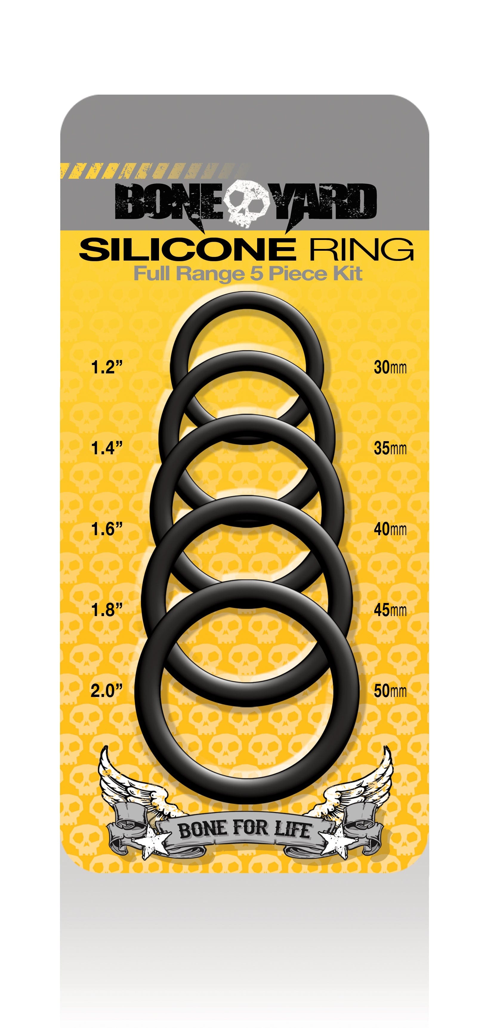 Boneyard Silicone Ring Five Piece Kit Black Cockrings