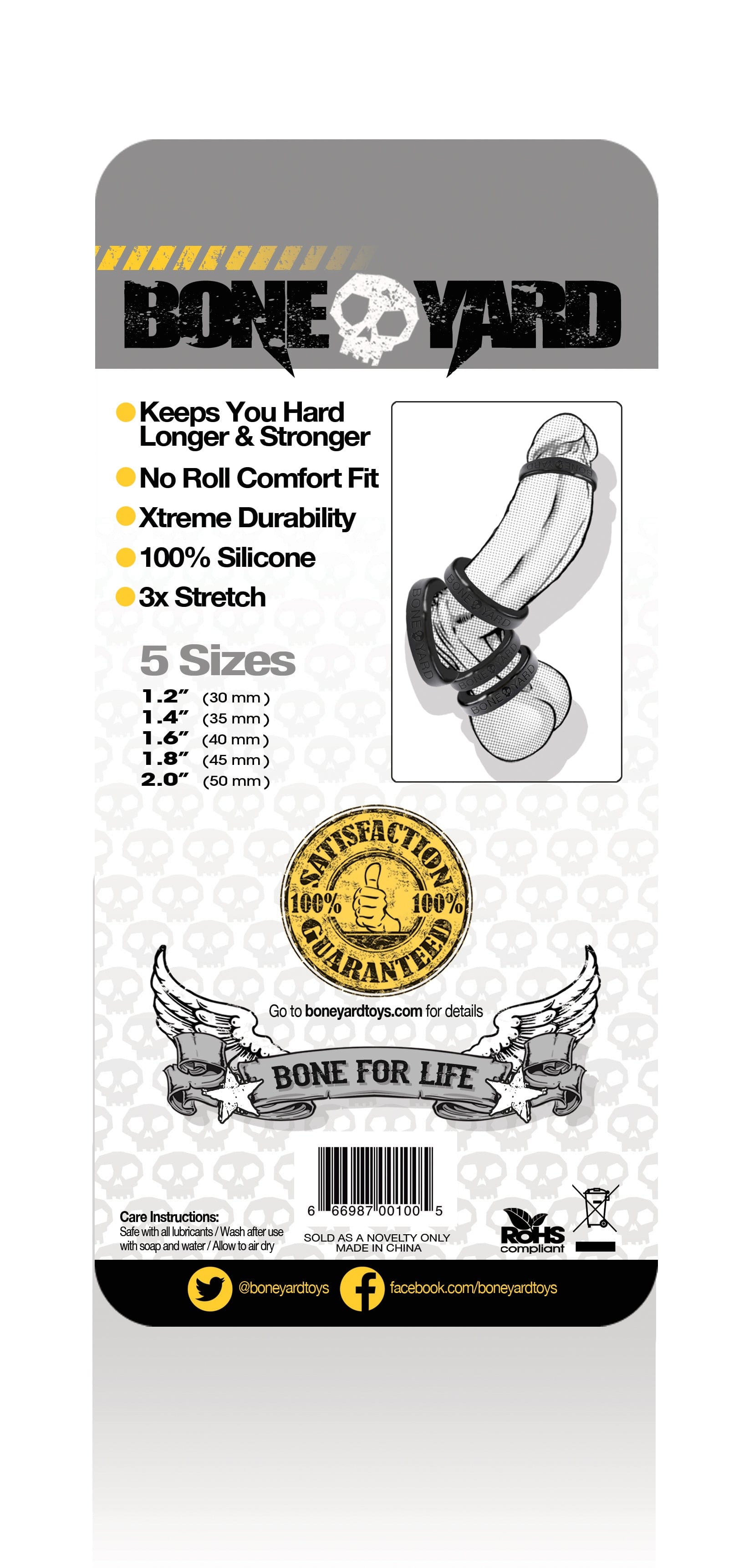 Boneyard Silicone Ring Five Piece Kit Black Cockrings
