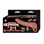 The Great Extender 2 in 1 Realistic Vagina TPR 7 Inch Extender and Masturbator Brown > Sex Toys For Men > Penis Sleeves