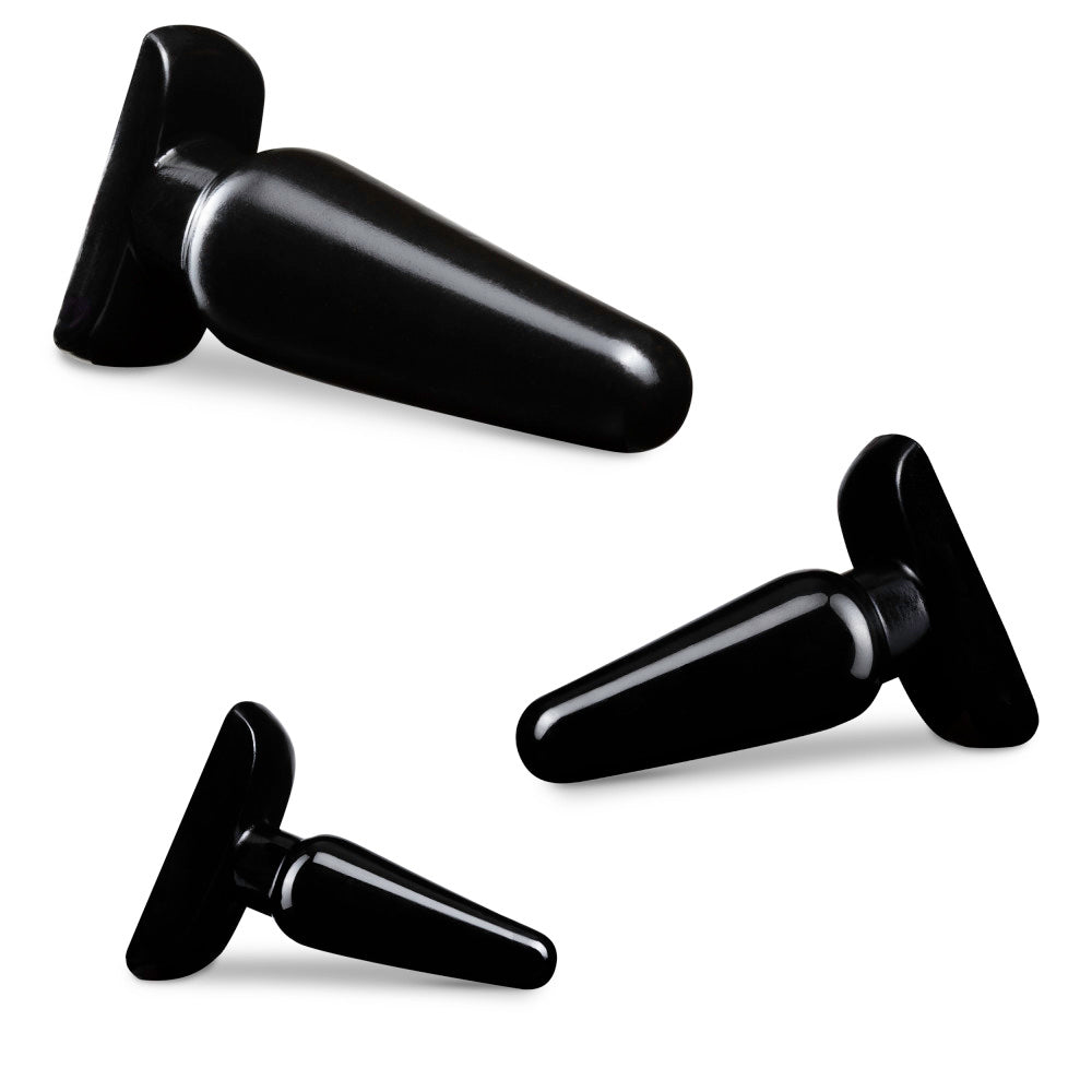 Anal Adventures 3 Pc Basic Plug Kit (Black) – Beginner 4 Inch and Medium > Anal Range > Butt Plug Kits