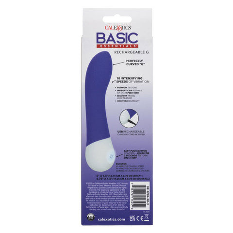 Basic Essentials Rechargeable G-Spot Vibrator in Purple Design Purple Vibrators