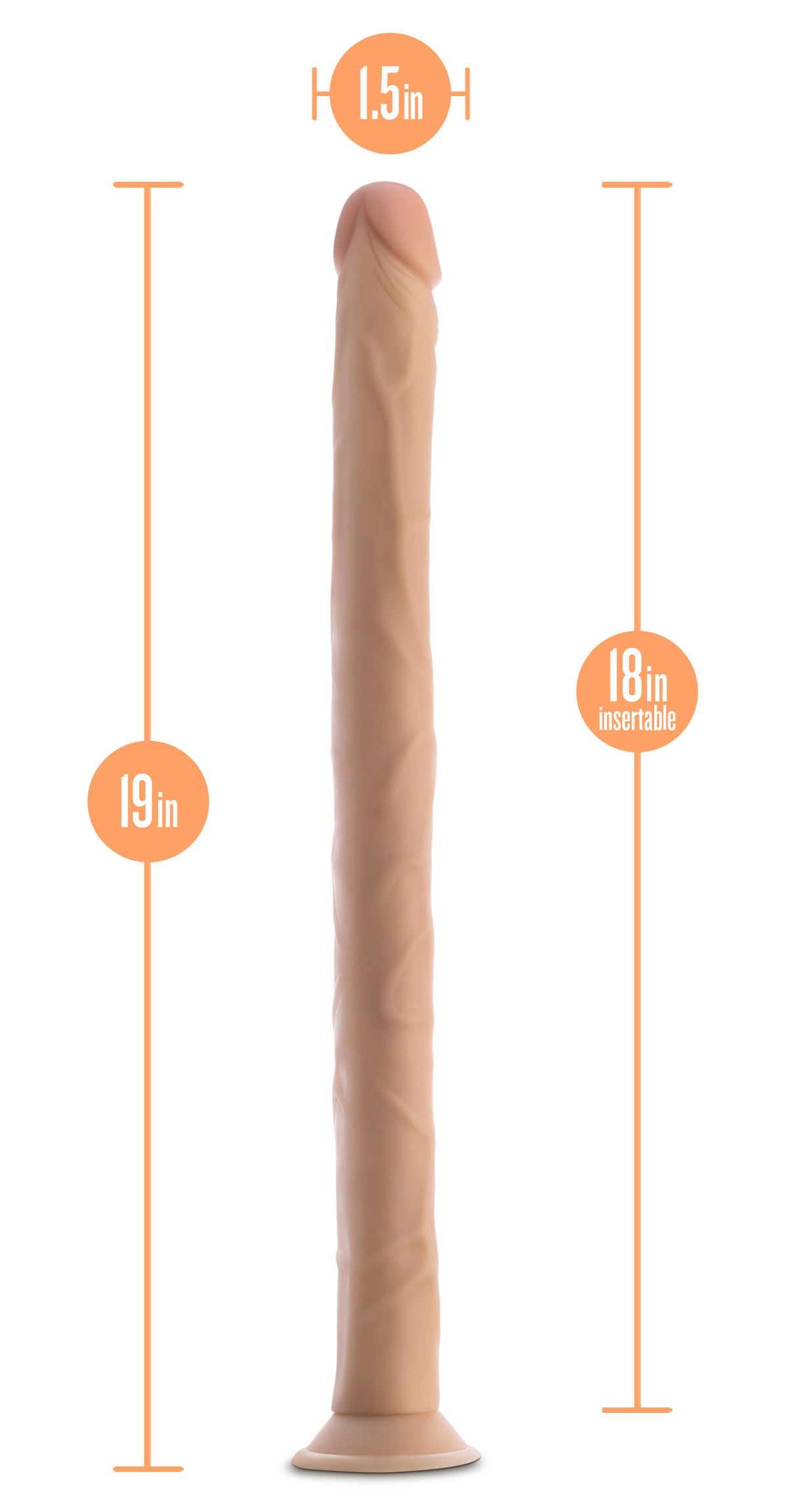 Dr Skin 19 Inch Realistic Beige Dildo with Suction Base > Dildos > Oversized Toys
