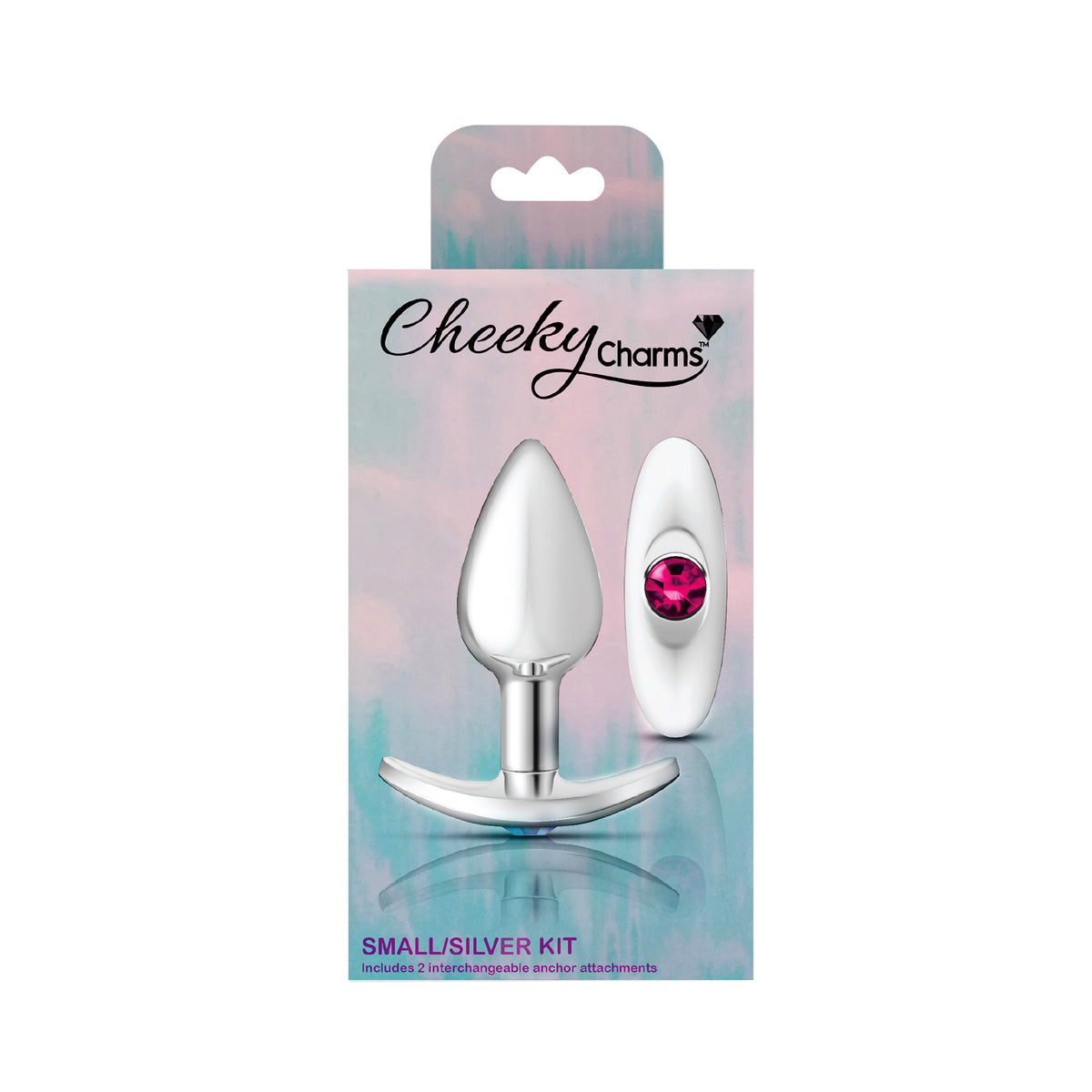 Cheeky Charms Silver Anchor Butt Plug with Clear and Pink Jewel (2.57 inch) > Anal Range > Jewel Butt Plugs