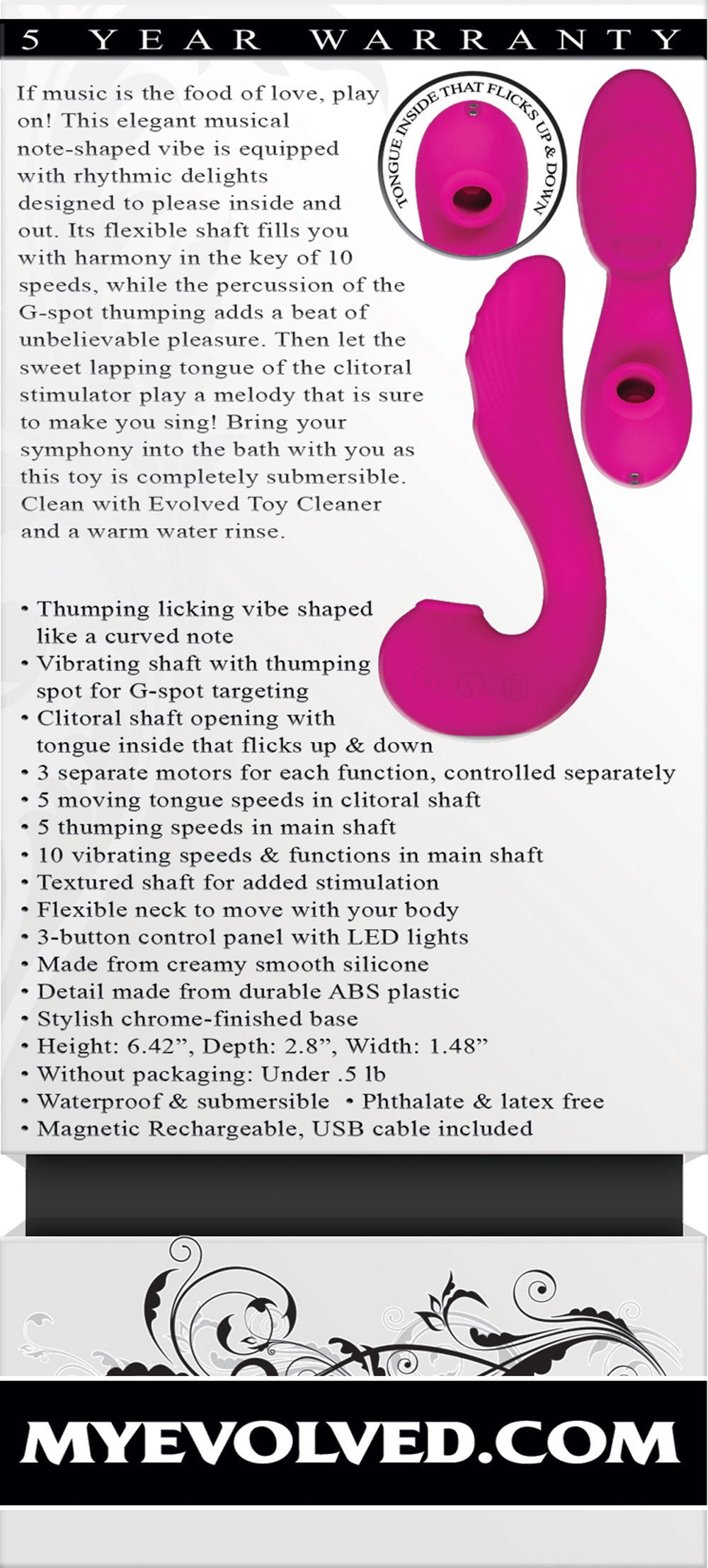 The Note Rechargeable G-Spot Vibrator with 10 Speed Settings Pink Vibrators