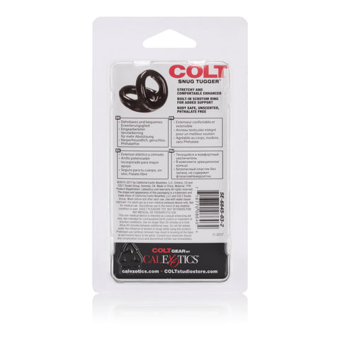 Colt Snug Tugger Black Double Cock Ring with Scrotum Support COCK RINGS Sling