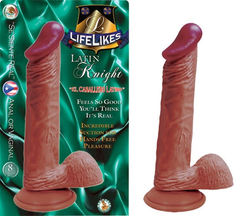 Lifelike Latin Knight 8 Inch Realistic Silicone Dildo With Balls Brown Dongs Realistic