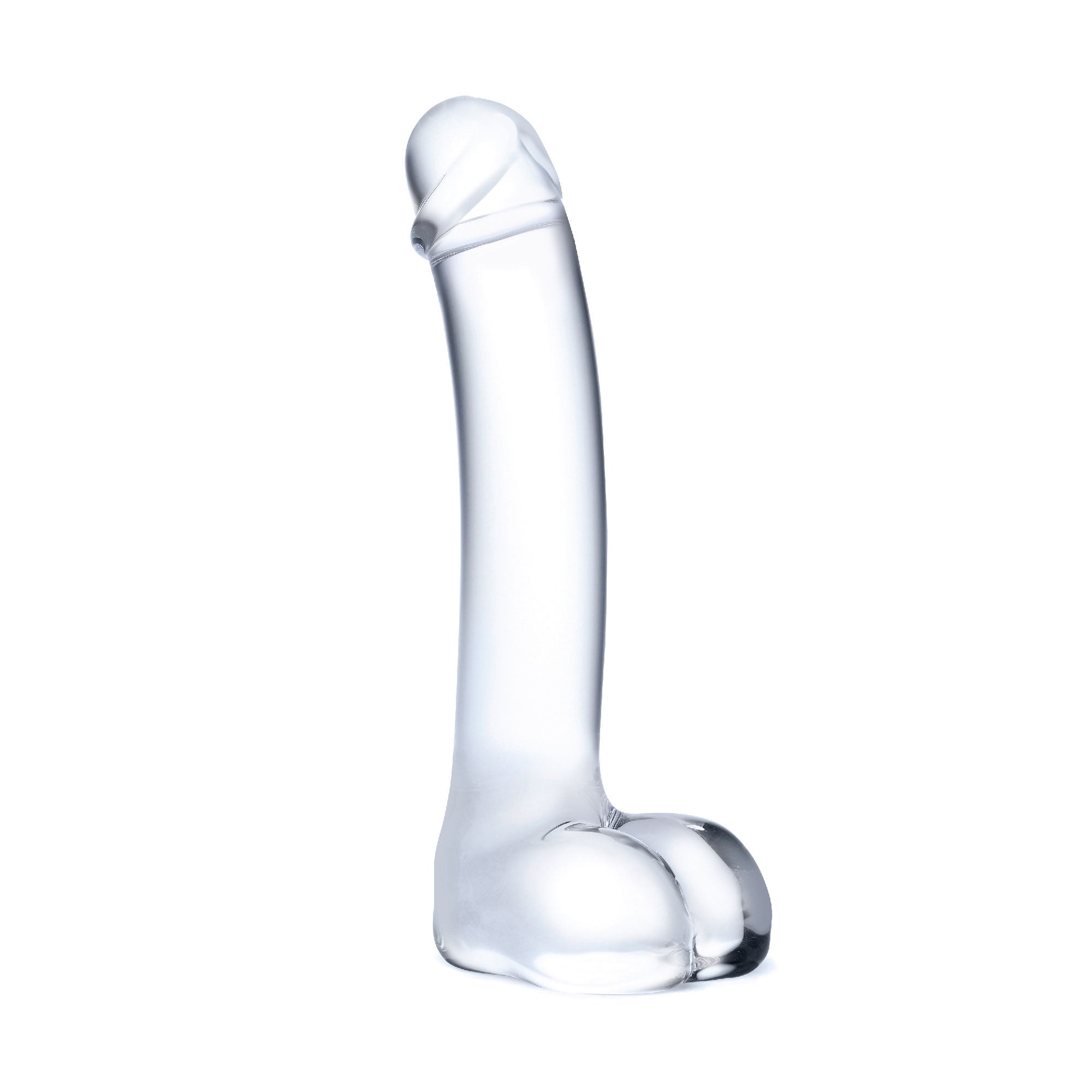 Glas 7 Inch Realistic Curved G-Spot Dildo with Ribbed Tip DONGS Glass