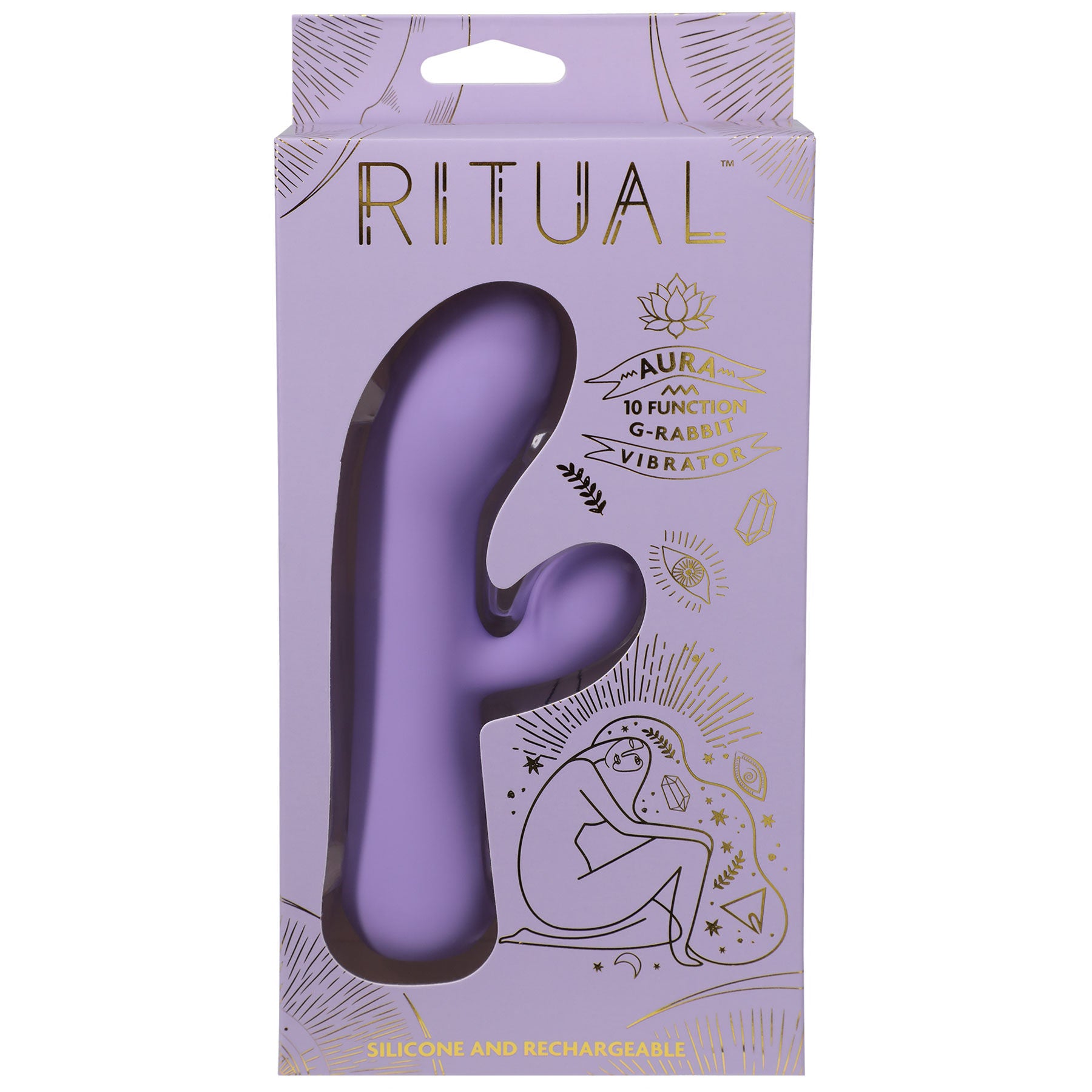 Aura Rechargeable Silicone Rabbit Vibrator in Soft Lilac Purple VIBRATORS-RABBIT