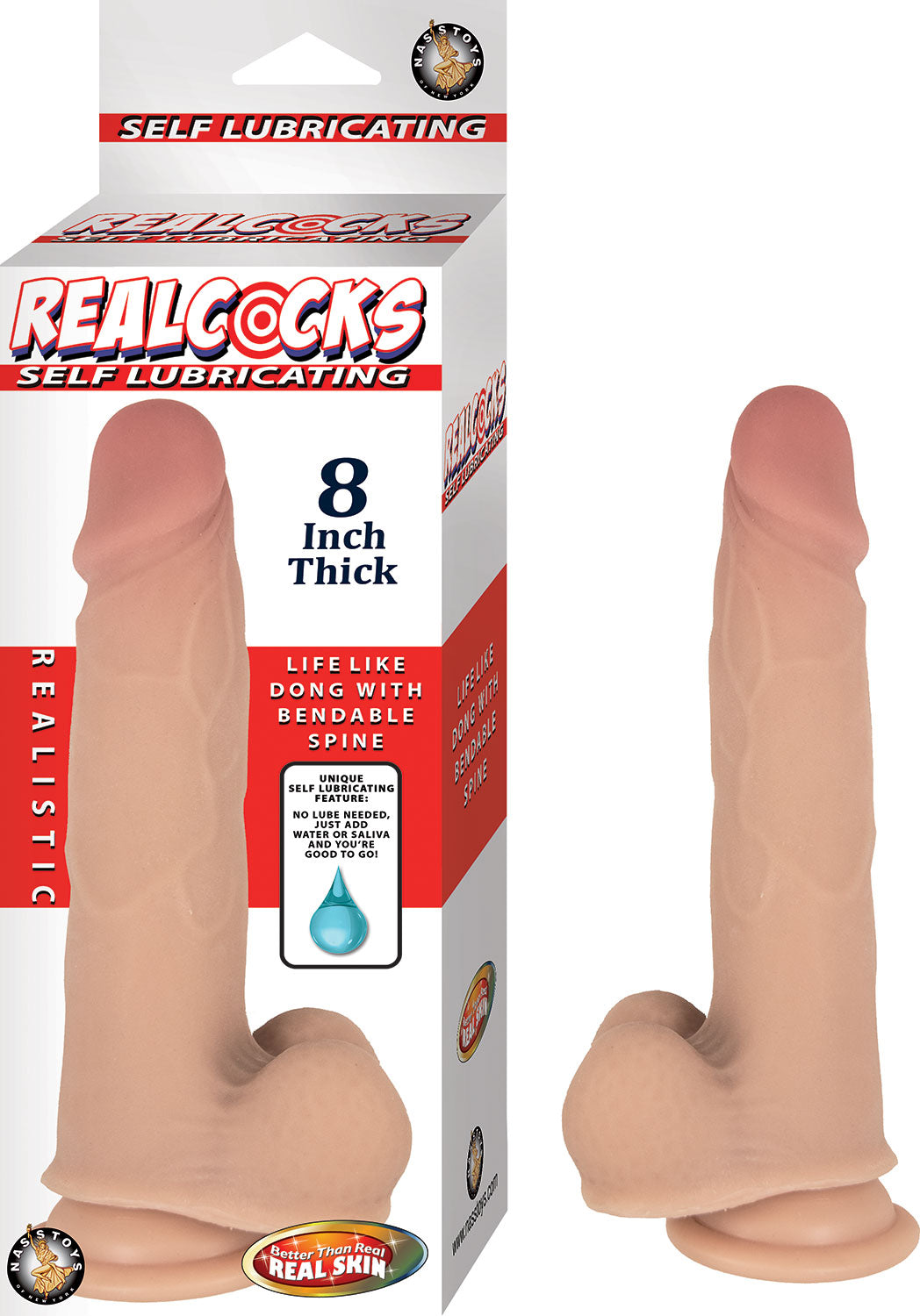Realcocks Self Lubricating 8 Inch Thick White Bendable Dong Secondary image