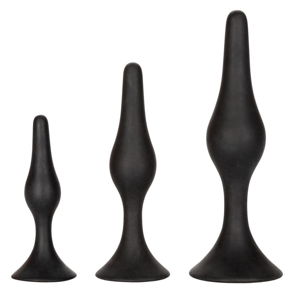 Silicone Anal Starter Kit for Beginners with Graduated Plugs Black Butt Plugs