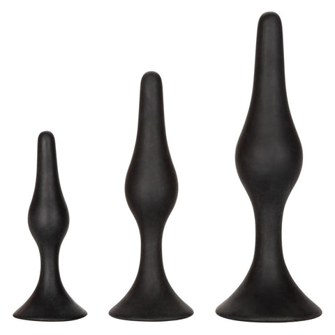 Silicone Anal Starter Kit for Beginners with Graduated Plugs Black Butt Plugs