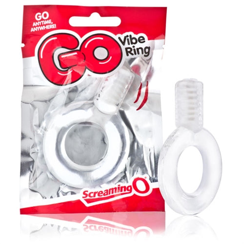 Screaming O Go Vibe Ring – Rechargeable Vibrating Stretch Cock Ring Clear > Cock Ring > Vibrating