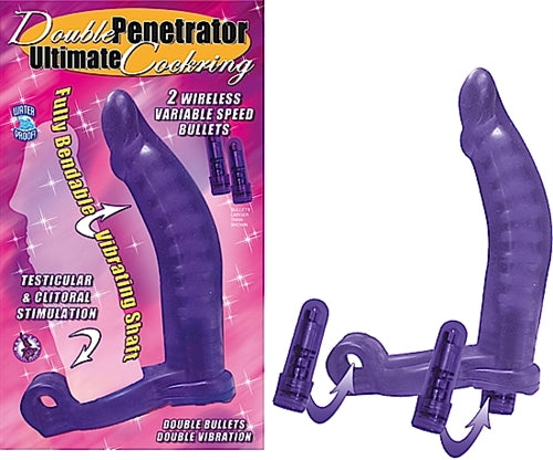 Double Penetrator Ultimate Purple Cockring with Multi-Speed Bullet Secondary image