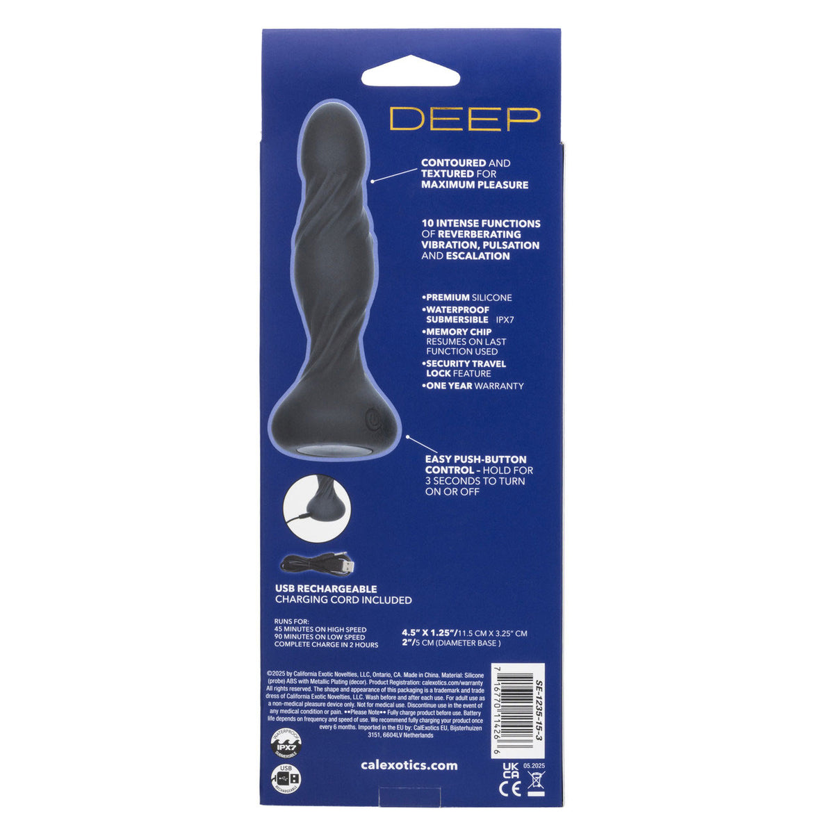 Deep Swirl Black 4.5" Anal Vibrator with Textured Swirling Ridges Black > Anal Range > Anal Probes