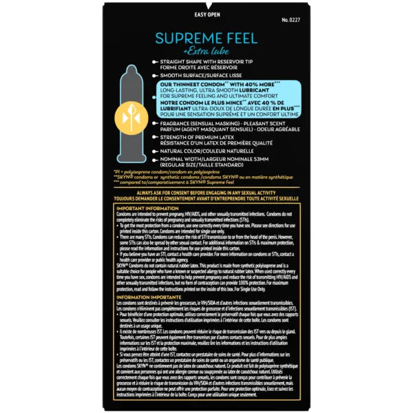 Skyn Supreme Feel Extra Lube Condoms 8pk Condoms
